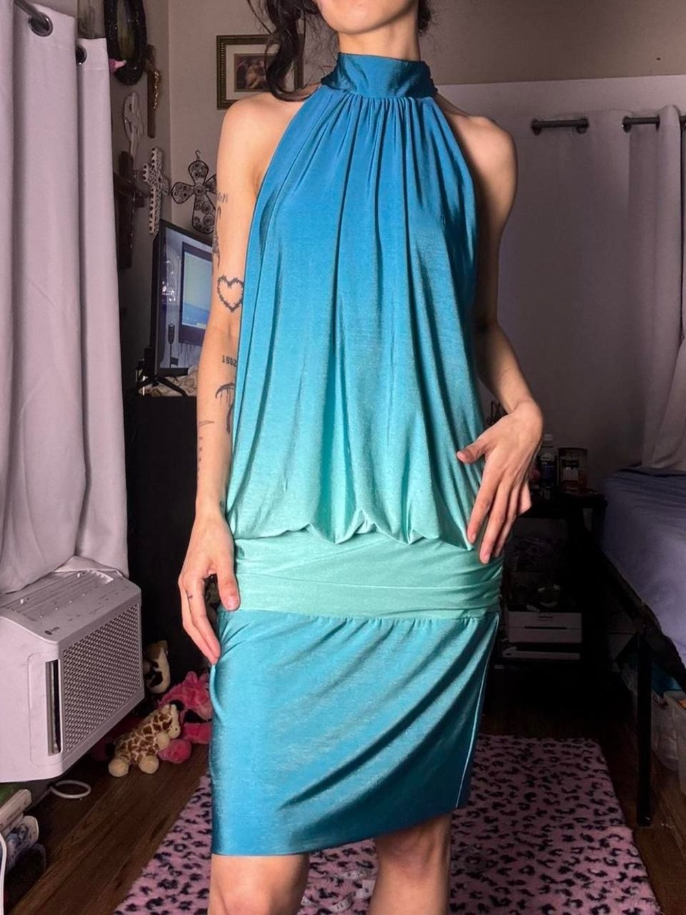 Blue Ombré Halter Dress by Fredericks of Hollywood